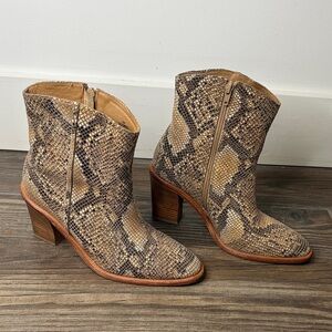 Free People Snakeskin Ankle Boots - Brown and Tan